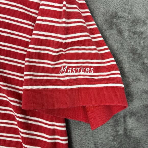 Masters Collection 100% Pima Cotton Red White Stripe Golf Polo Shirt Mens Large - Picture 5 of 9